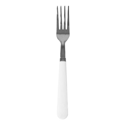 Thin stainless steel fork, white melamine sleeve