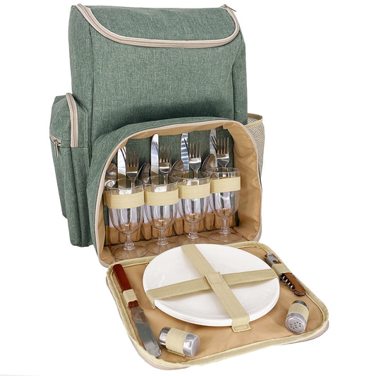 Picnic backpack "Escapade" Green - 4 persons