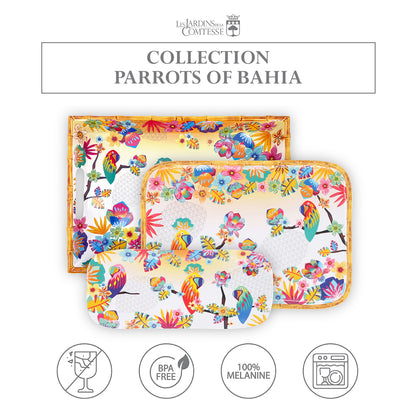 Large rectangular platter in melamine with toucans - 37,5 x 17 cm