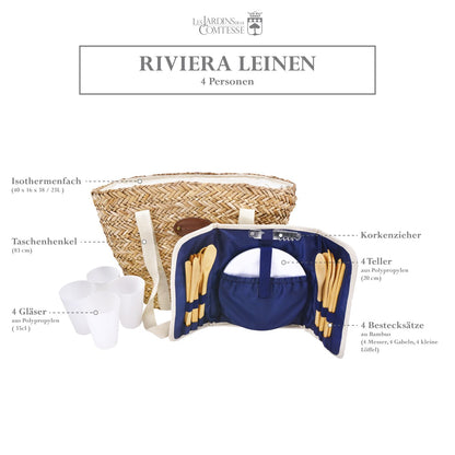 Beach Picnic Bag Riviera Linen - 4 persons