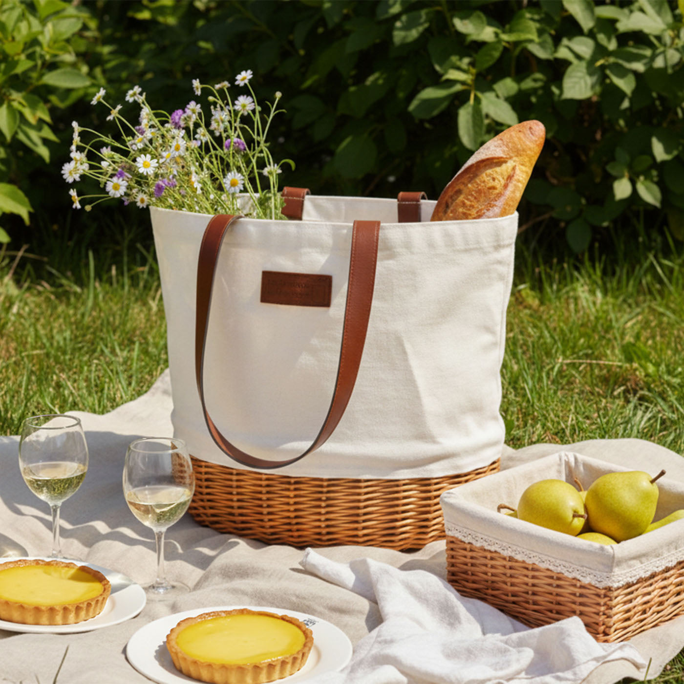 Picnic Bag Azur Linen - 2 persons