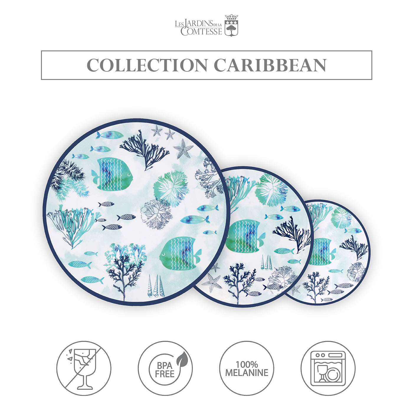 Small dessert plate in melamine - Ø 21,5 cm - Caribbean