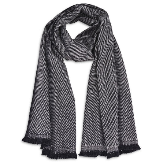 Men's Silver Grey / Anthracite Grey two-tone cashmere and wool scarf