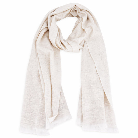 Cashmere and Wool Scarf for Men & Women - Almond Beige - Diamond pattern