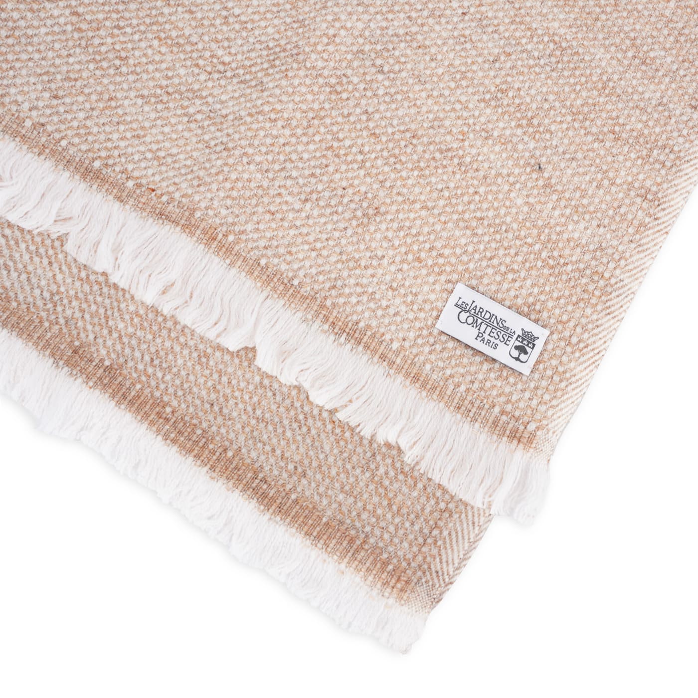 Men's & Women's cashmere and wool scarf 40 x 190 cm - Two-tone Camel / White