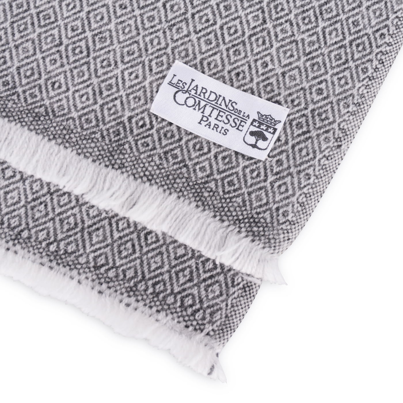 Men's anthracite grey cashmere and wool scarf - Diamond pattern