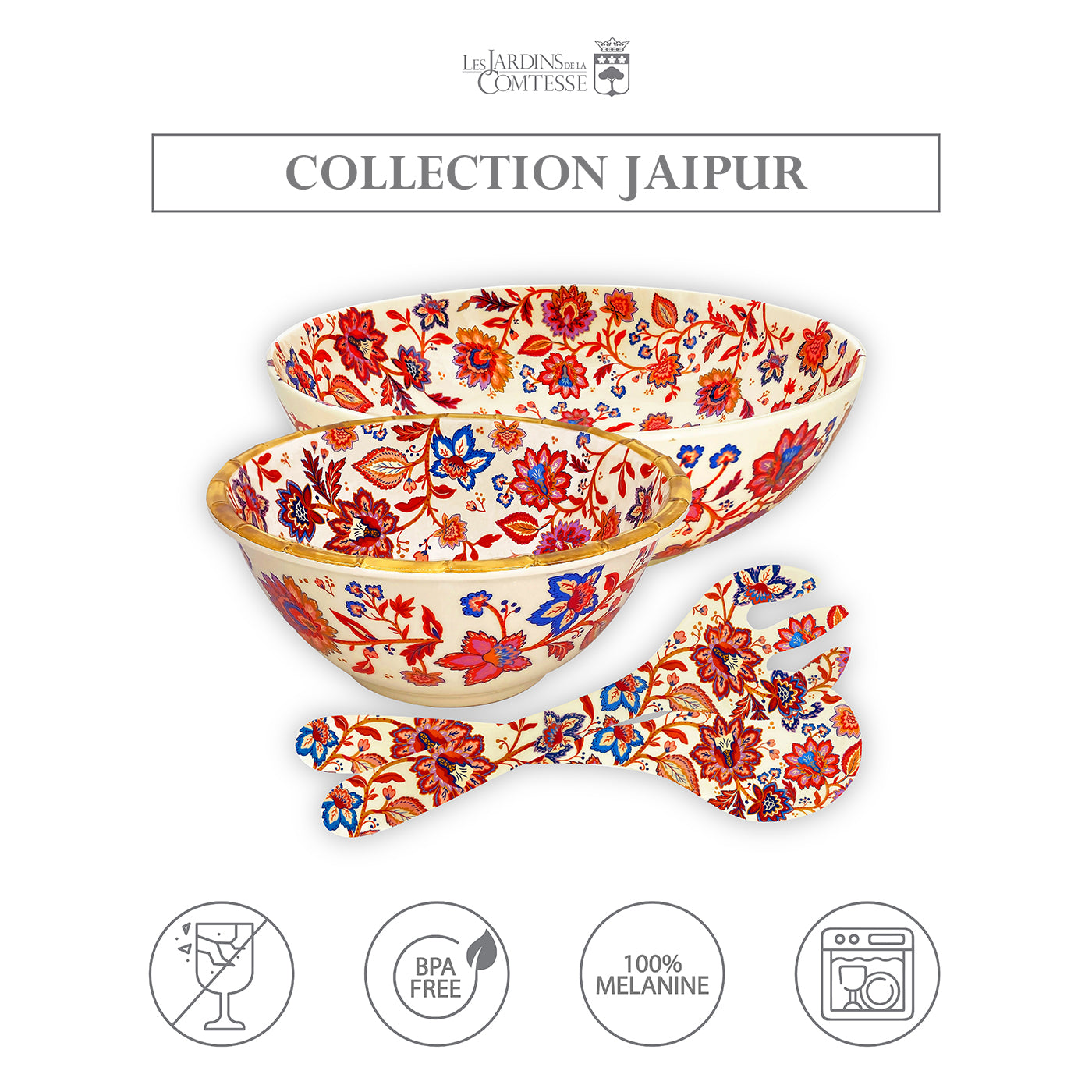 Large floral melamine salad bowl - Ø 31 cm