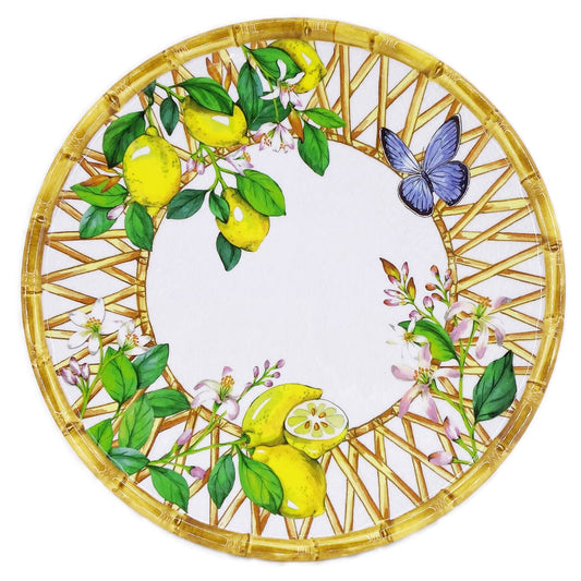 Large dinner plate in melamine with lemons - Ø 28 cm