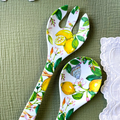 Salad servers in melamine with lemons - 33 cm
