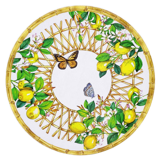 Round melamine serving dish with lemons - Ø 35,5 cm