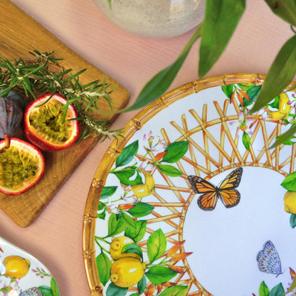 Round melamine serving dish with lemons - Ø 35,5 cm