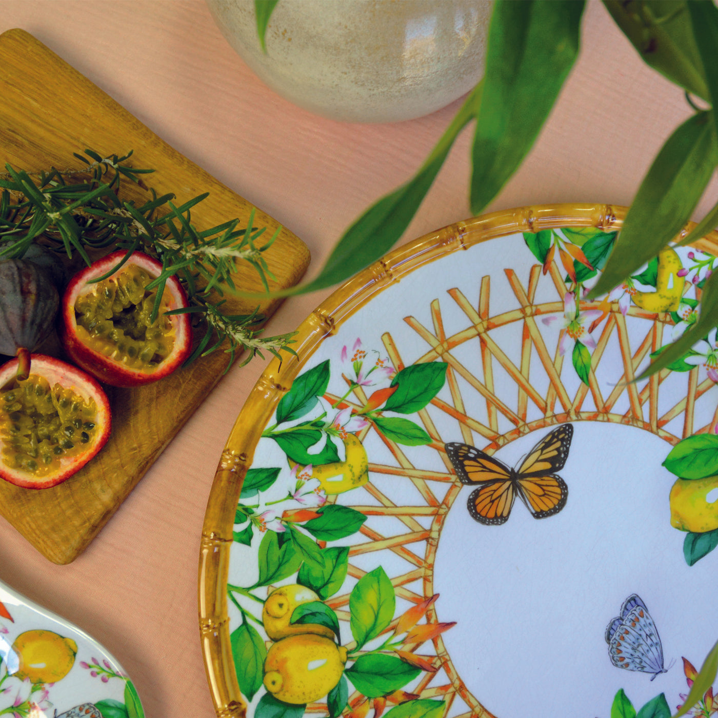 Round melamine serving dish with lemons - Ø 35,5 cm