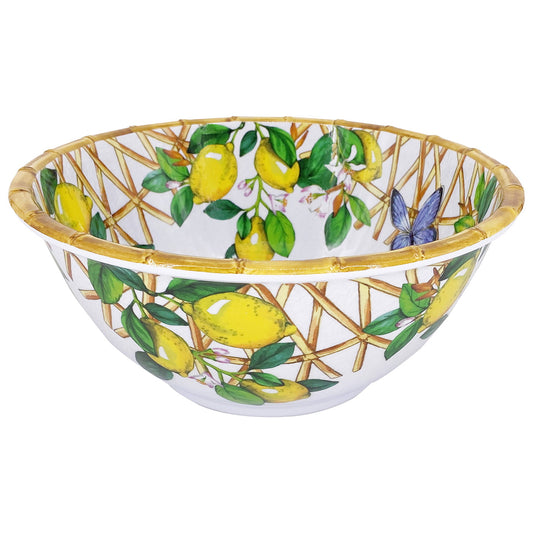 Deep salad bowl in melamine with lemons - Ø 25 cm