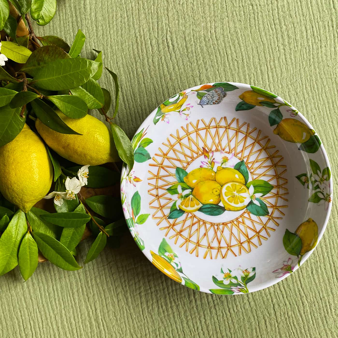 Soup / pasta plate in melamine with lemons - Ø 20 cm