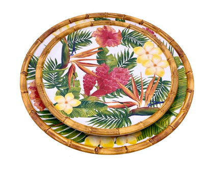 Large dinner plate in melamine with flowers - Ø 28 cm