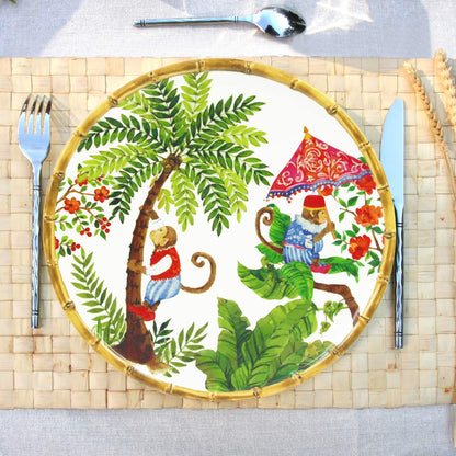 Large dinner plate in melamine with monkeys - Ø 28 cm
