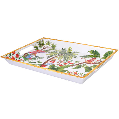 Large melamine tray with handles - monkey design - 50 x 36 x 5 cm