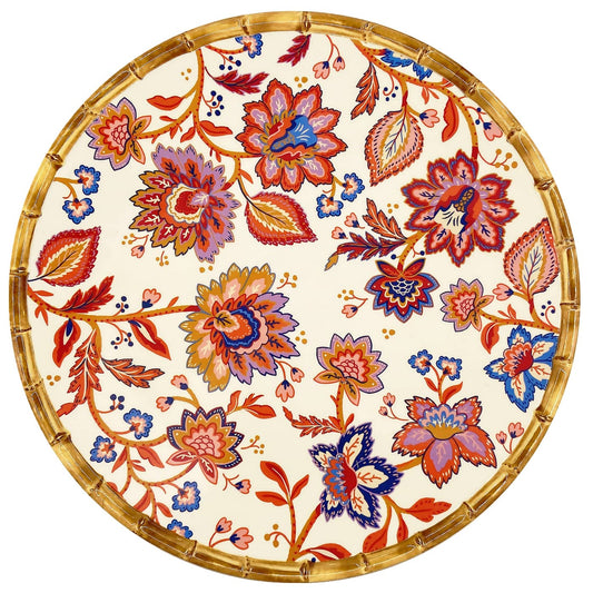 Round floral melamine serving dish - Ø 35.5 cm