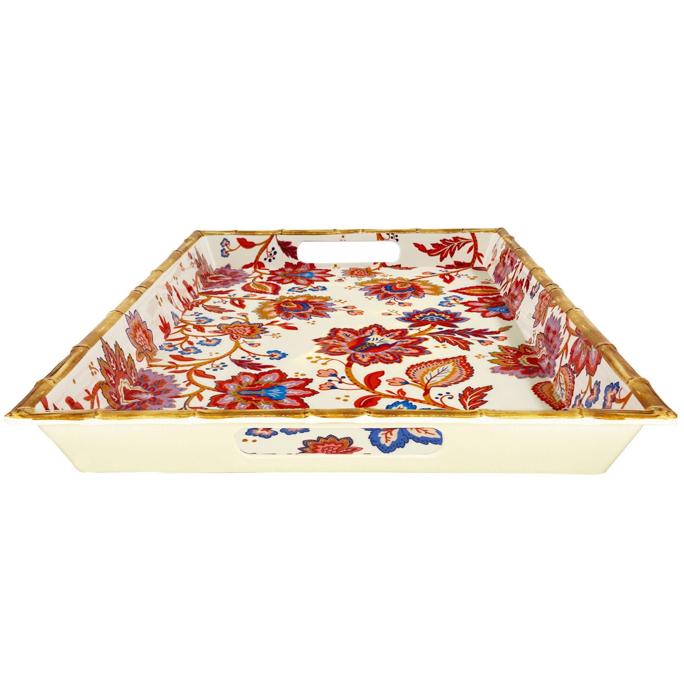 Large melamine tray with flower handles - 50 x 36 x 5 cm