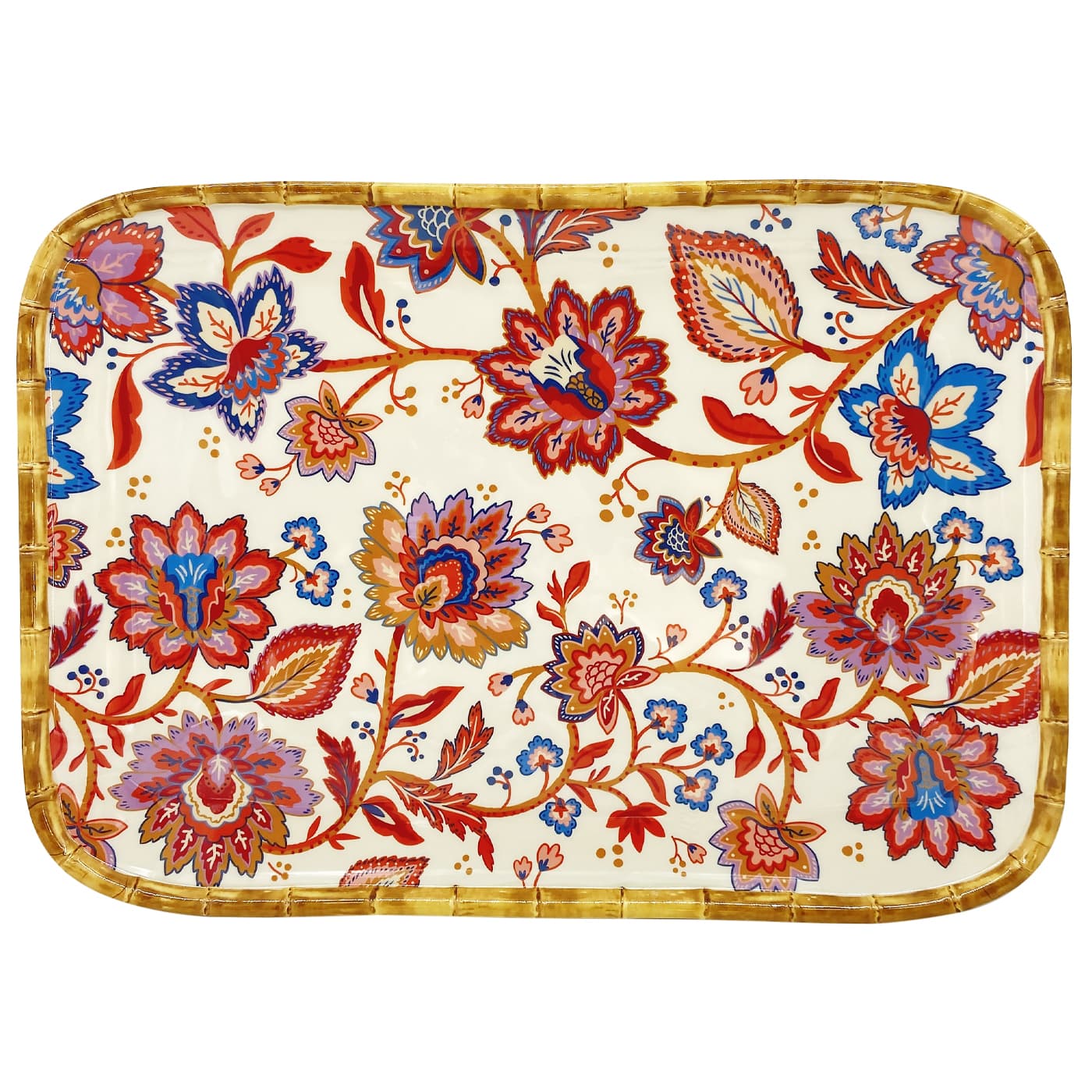 Large rectangular floral melamine display tray - 45 x 32 cm – Les ...