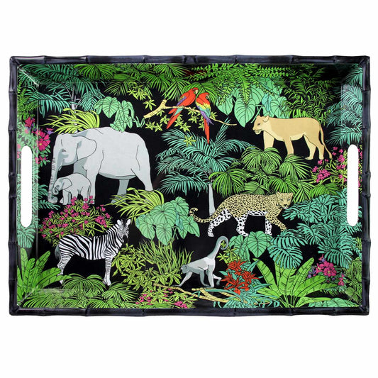 Large black melamine tray with handles - 50 x 36 x 5 cm
