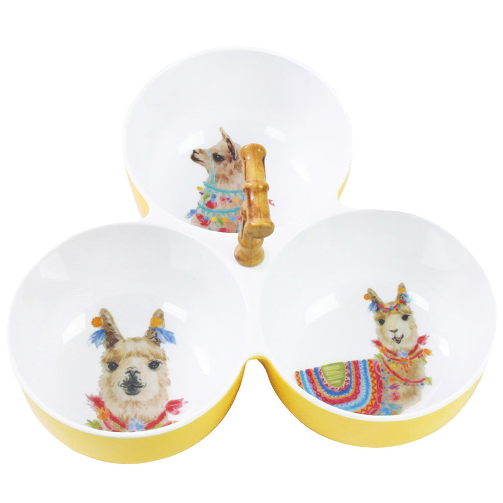 Three-Bowl Aperitif Set - 100% melamine - 23 cm - Llamas