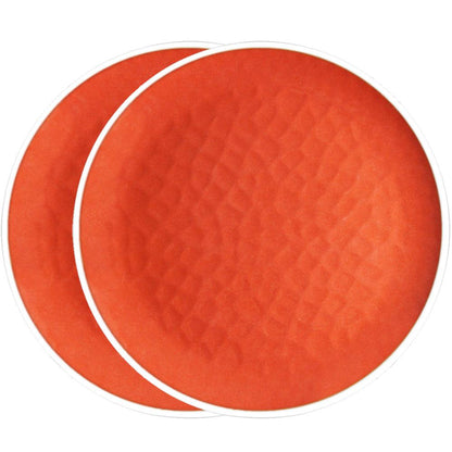 Large melamine dinner plate - Coral Red. 2 pieces