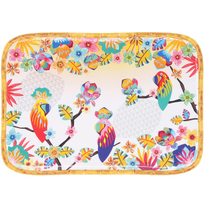 Rectangular tray in melamine with toucans - 45 x 32 cm