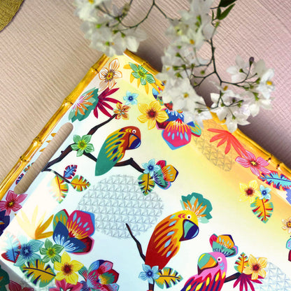 Large melamine tray with handles - parrot design - 50 x 36 x 5 cm