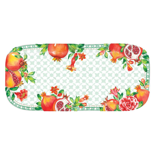 Long Rectangular Melamine Cake Plate Pomegranate - 37.5 cm