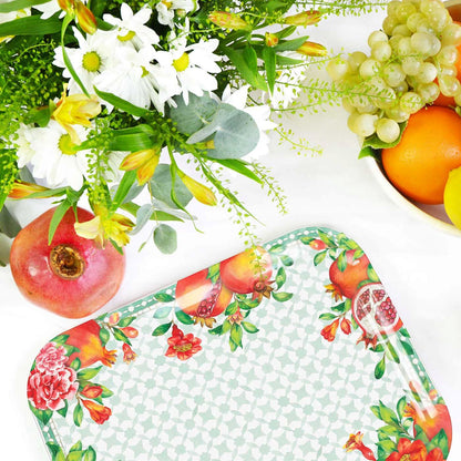 Small Rectangular Presentation Tray Melamine Pomegranate - 33 x 26 cm