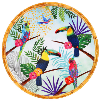Large dinner plate in melamine with toucans - Ø 28 cm