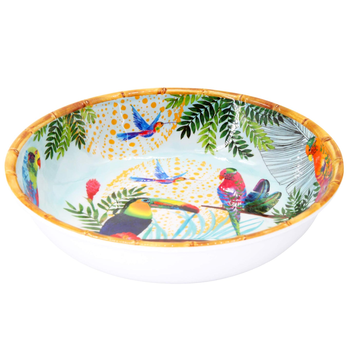 Large soup / pasta plate in melamine with toucans - Ø 23 cm