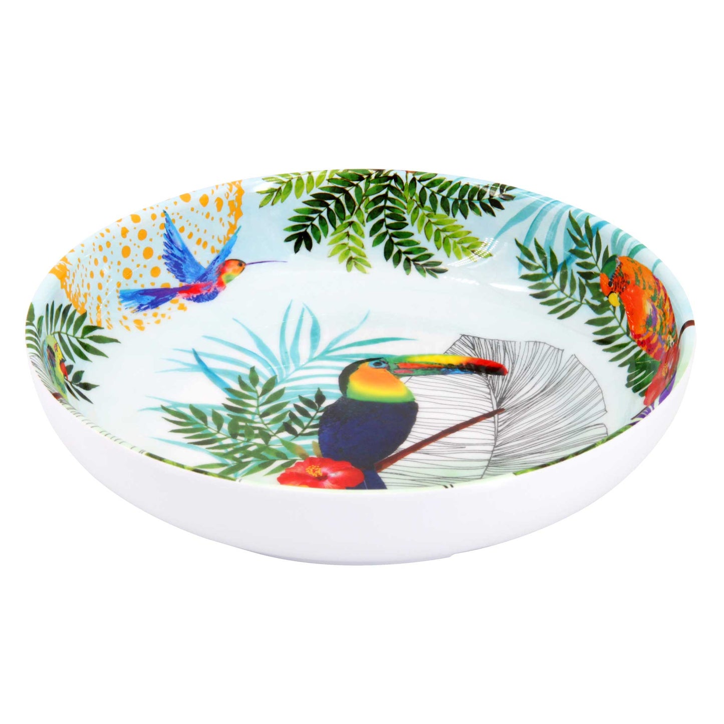 Soup / pasta plate in melamine with toucans - Ø 20 cm