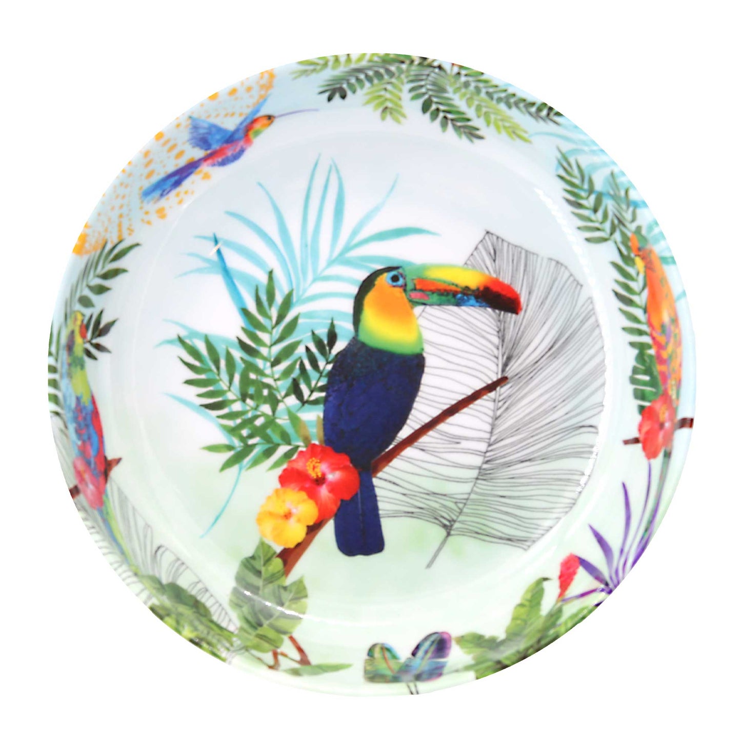 Soup / pasta plate in melamine with toucans - Ø 20 cm