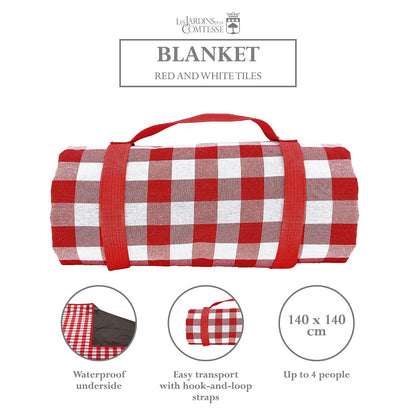 Waterproof picnic blanket red and white