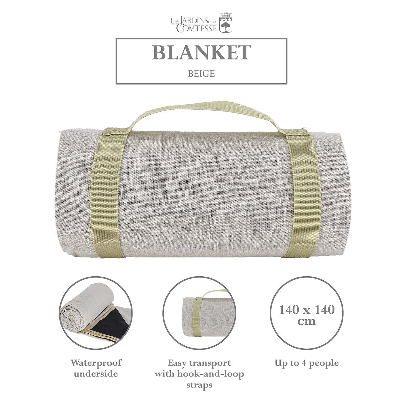 Waterproof picnic blanket beige
