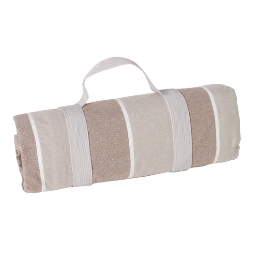 Waterproof picnic blanket beige and white stripes