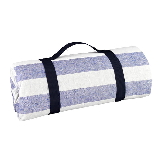 Waterproof picnic blanket sky blue and white