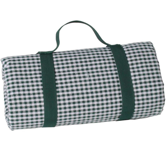 Waterproof picnic blanket dark green and white gingham XL