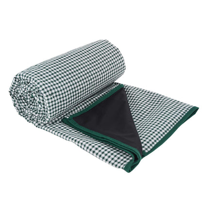 Waterproof picnic blanket dark green and white gingham XL
