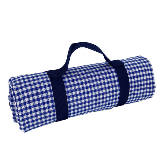 Waterproof picnic blanket blue and white gingham