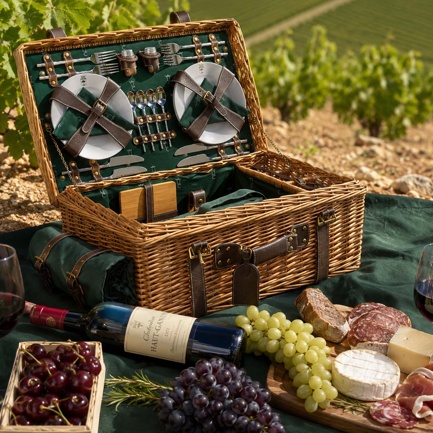Prestige Picnic Hamper Champs-Elysées green - 4 person