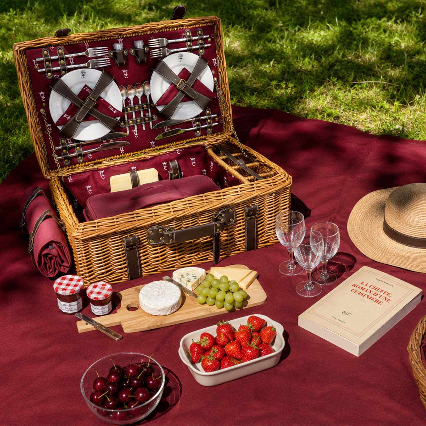 Prestige Picnic Hamper Champs-Elysées burgundy - 4 person