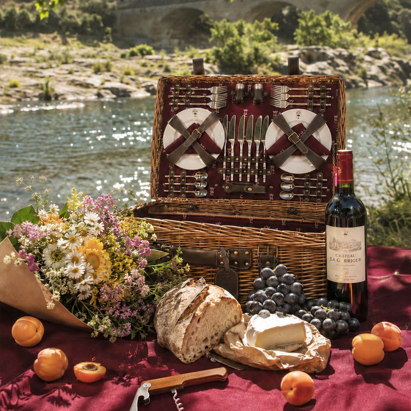 Prestige Picnic Hamper Champs-Elysées burgundy - 6 person
