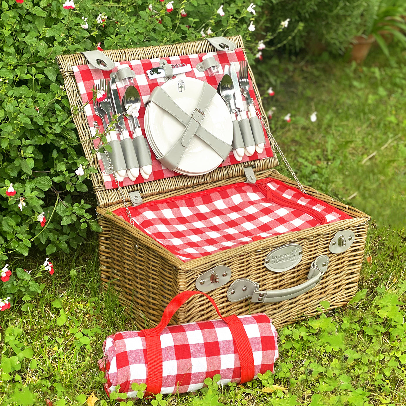 Picnic basket Marly red checks - 4 person