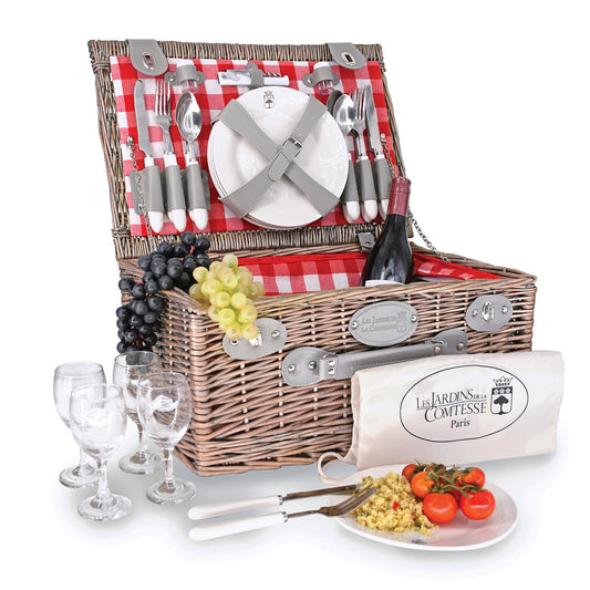 Picnic basket Marly red checks - 4 person