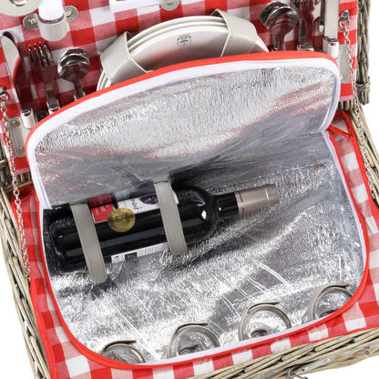 Picnic basket Marly red checks - 4 person