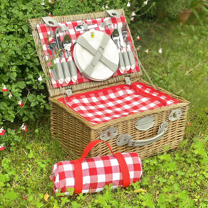 Picnic basket Marly red checks - 4 person