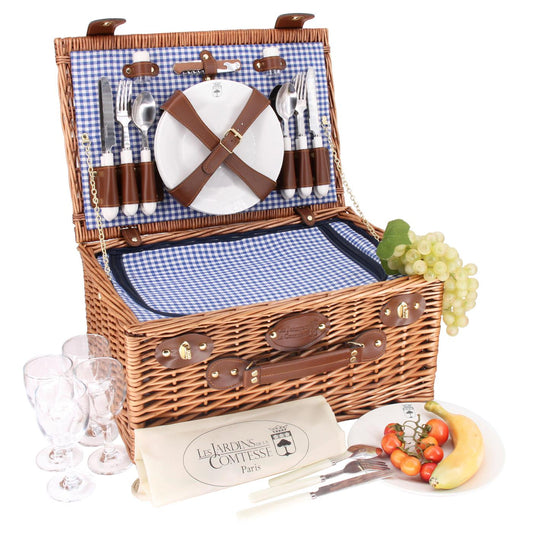 Picnic basket Marly blue checks - 4 person